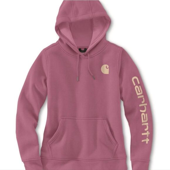 Carhartt Relaxed Fit Midweight Graphic Sleeve Hoodie- Dark Pink - Picture 3 of 10